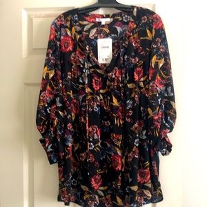 Brand new DR2 black and floral blouse
